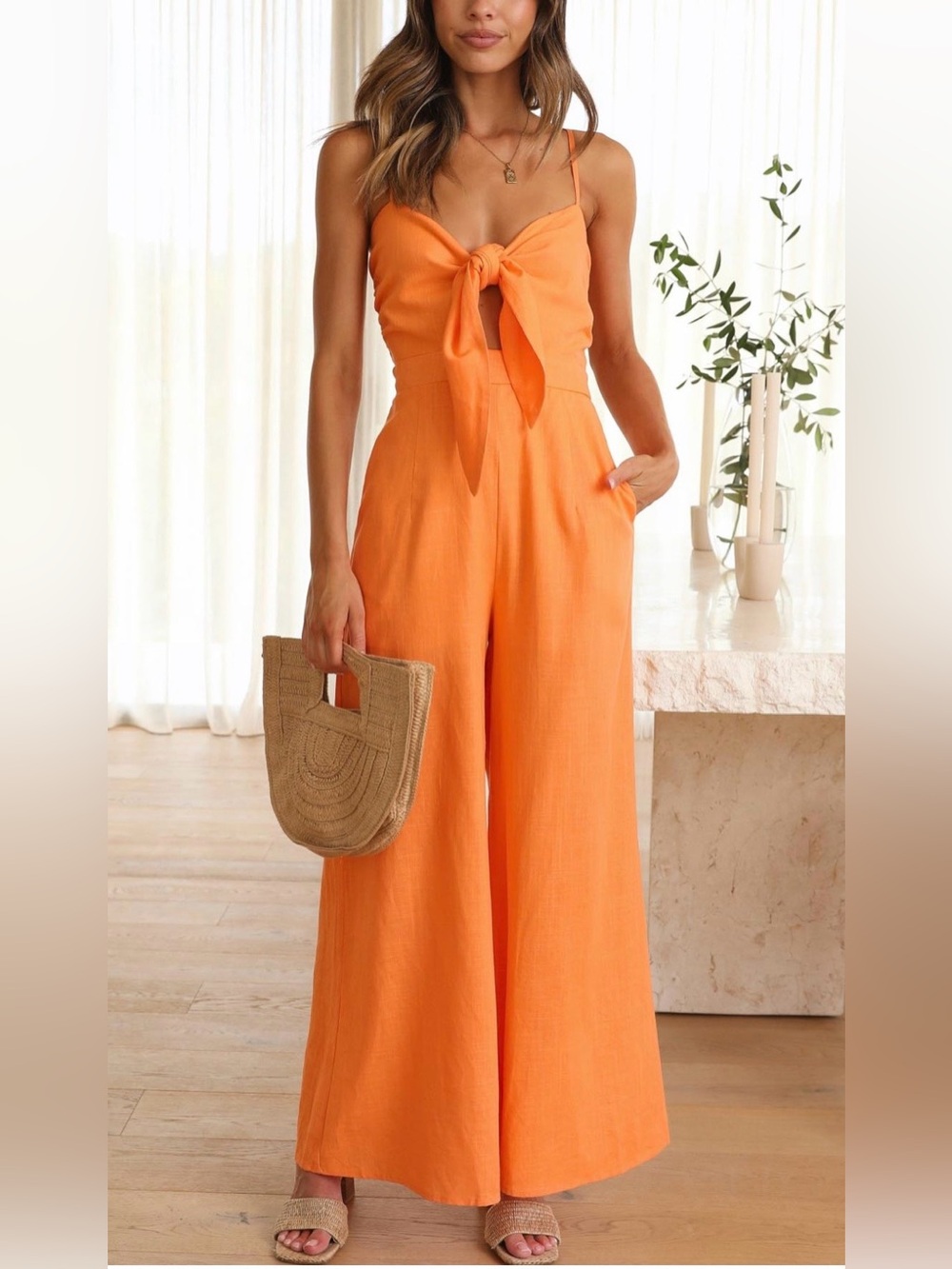 Toperth Adjustable Tie Bust Full Length Jumpsuit